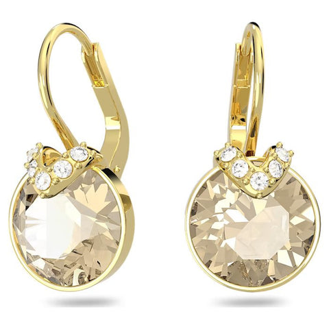 Swarovski Bella V drop earrings Round cut, Gold tone 5662093