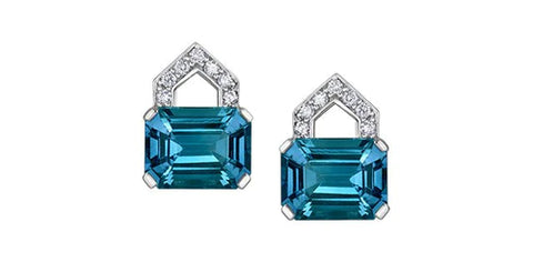 10kt White Gold London Blue Topaz & Diamond Earrings