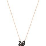 SWAROVSKI FACET SWAN NECKLACE, BLACK
