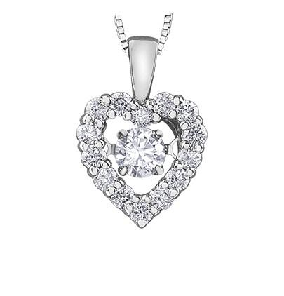 10kt White Gold Pulse Diamond Heart Necklace