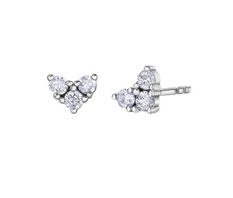 10kt White Gold Diamond Heart Shape Earrings