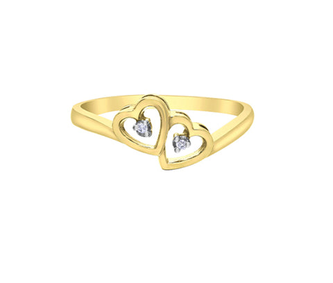 Yellow Gold Diamond Heart Ring