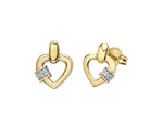 10kt Yellow Gold Diamond Heart Stud Earrings