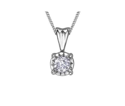 10kt White Gold Diamond Solitaire Necklace